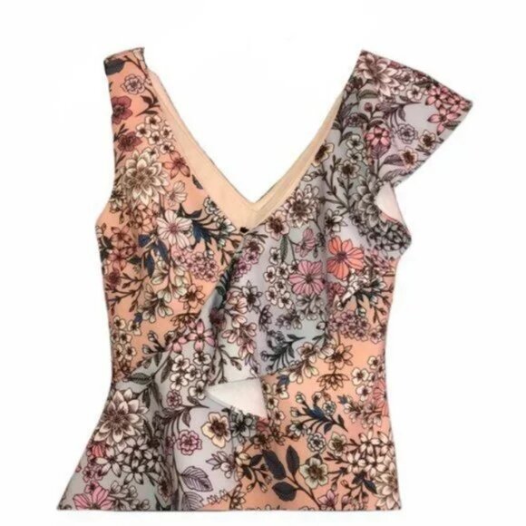 NWT Alexia Admor Fallon Floral ruffled sleeveless dress women's size 8 (263) - Picture 4 of 11